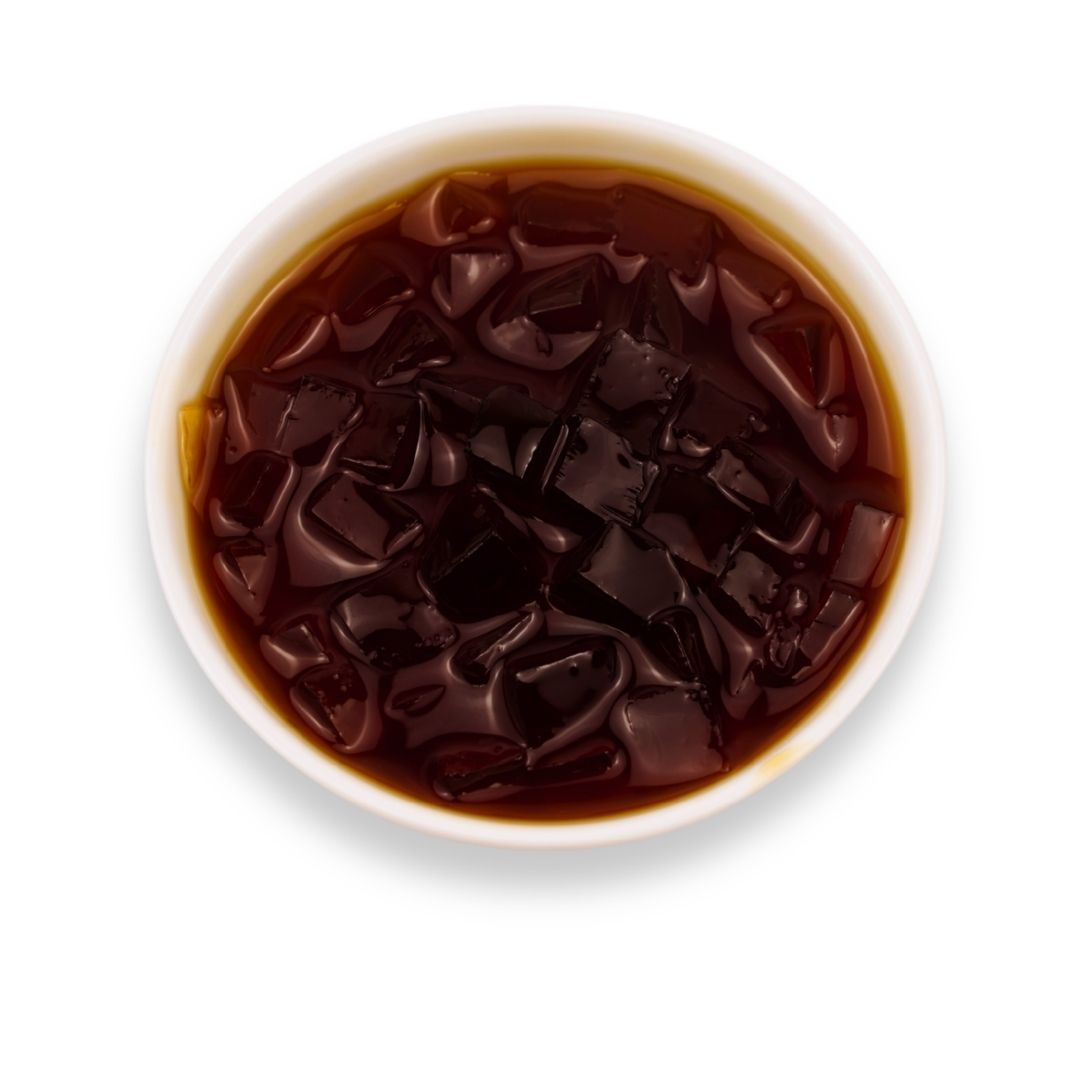 Watercome Brown Sugar Crystal Jelly featuring soft chewy jelly cubes infused with rich brown sugar syrup, perfect for bubble tea, milk tea, shaved ice, desserts, and specialty drinks
