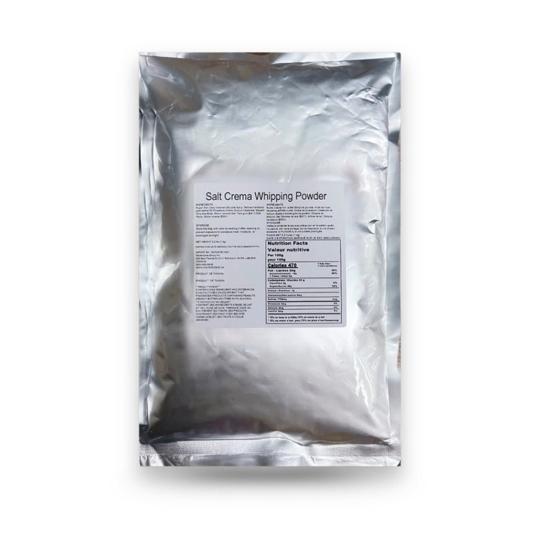 Watercome Salt Crema Whipping Powder for rich salted cream foam toppings on bubble tea coffee and fruit tea