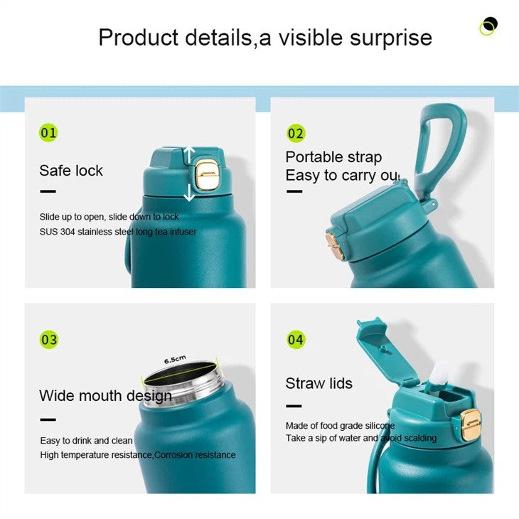 Large Thermal Water Bottle With Handle