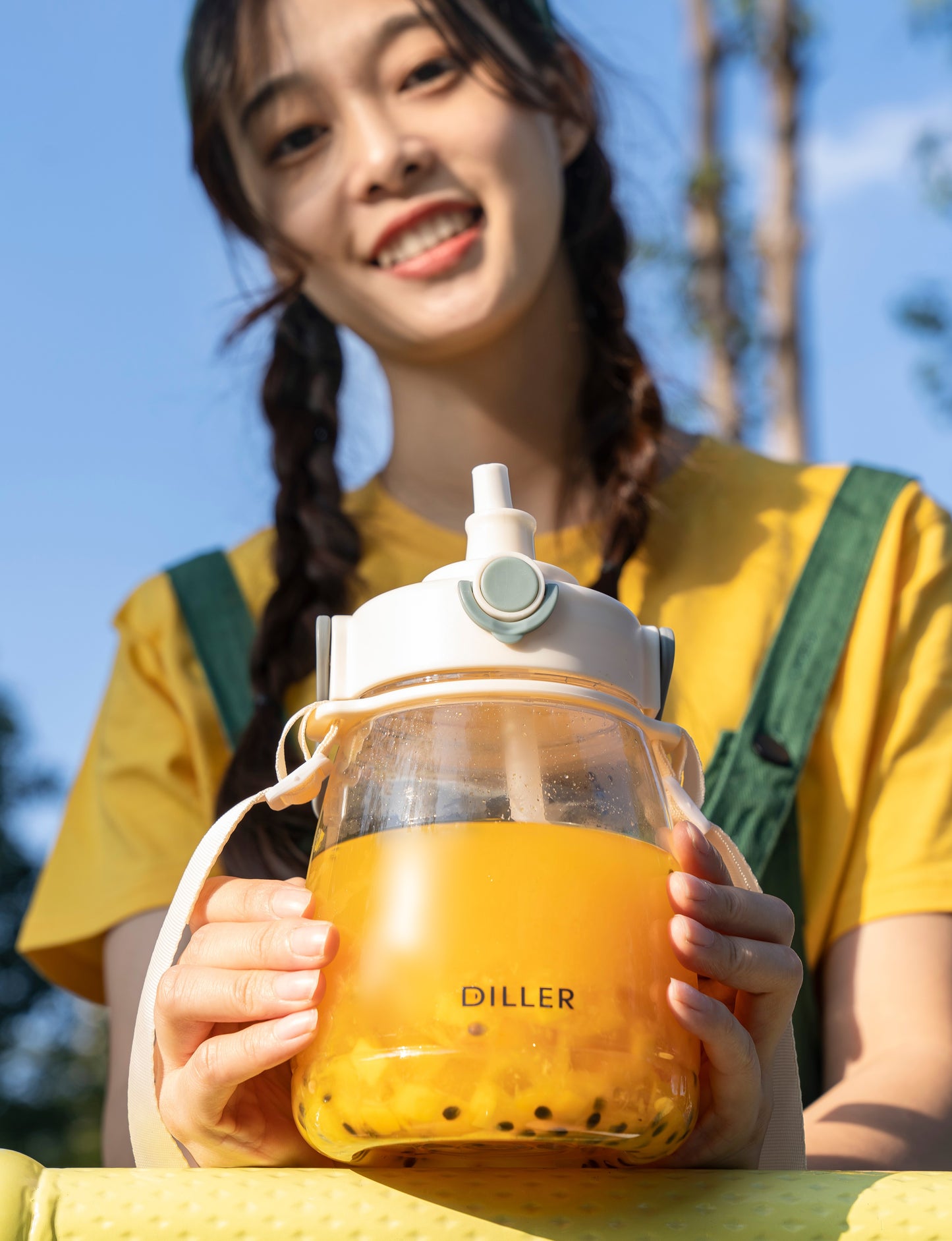 Picnic Water Bottle With Shoulder Strap & Handle