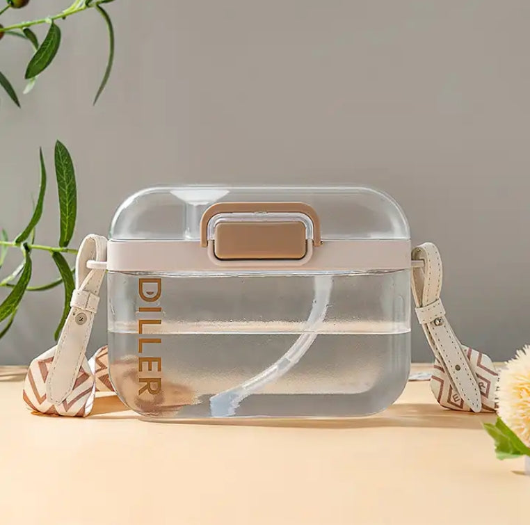 Square BPA-Free Water Bottle With Straw