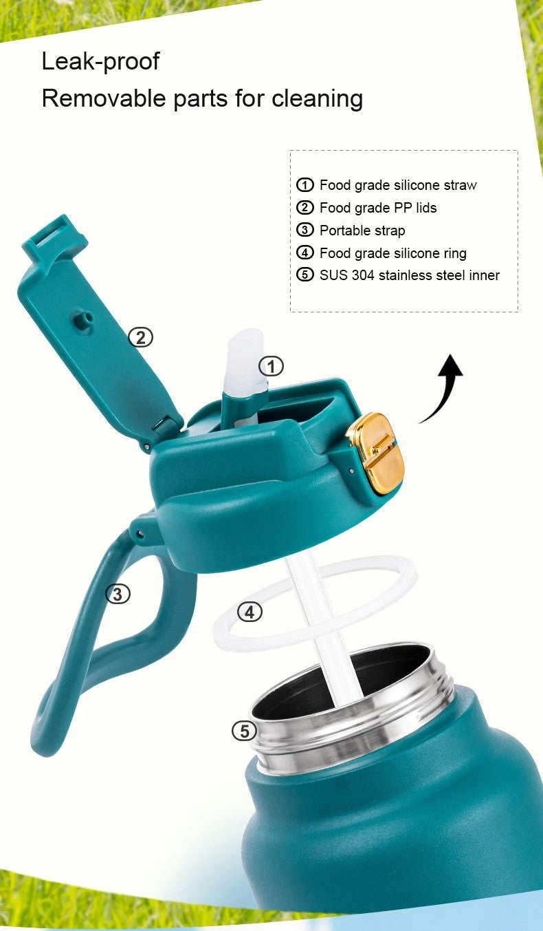 Large Thermal Water Bottle With Handle