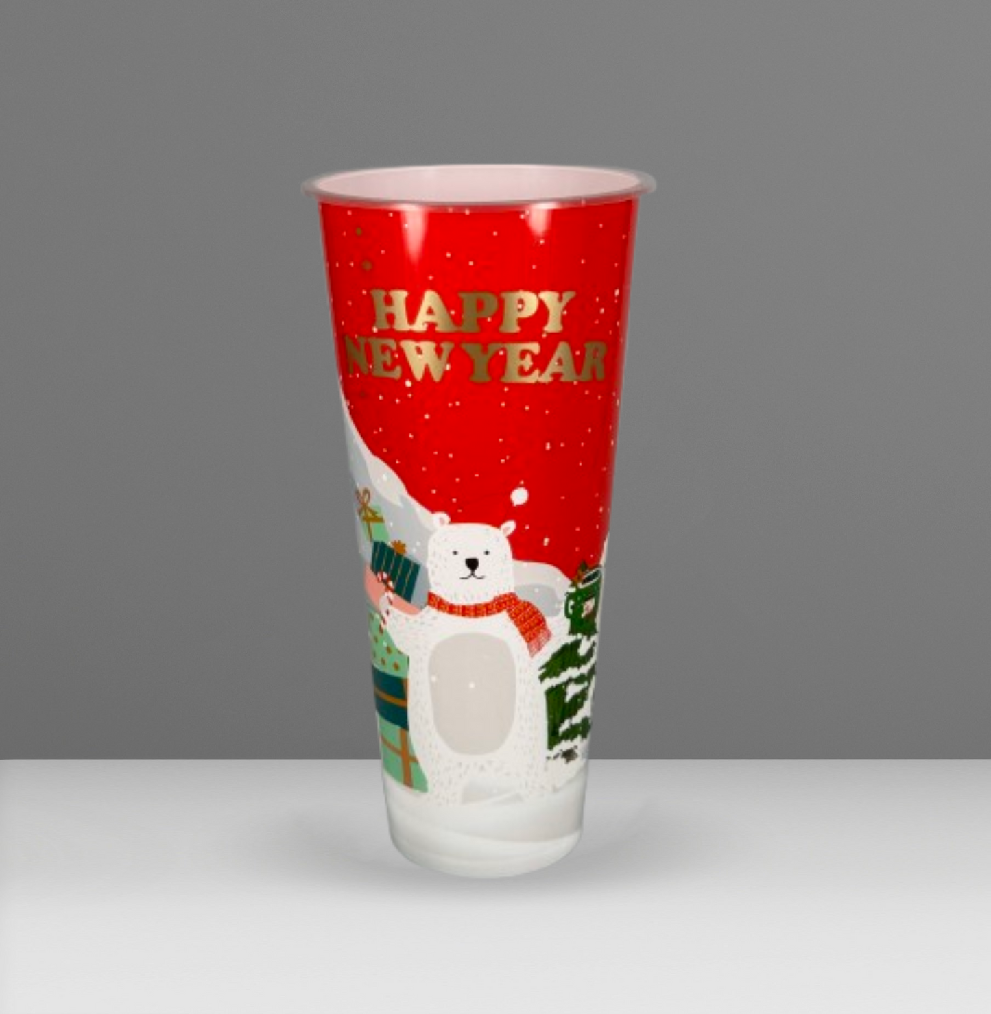 650ml Tall PP Cup - Mixed Christmas Edition