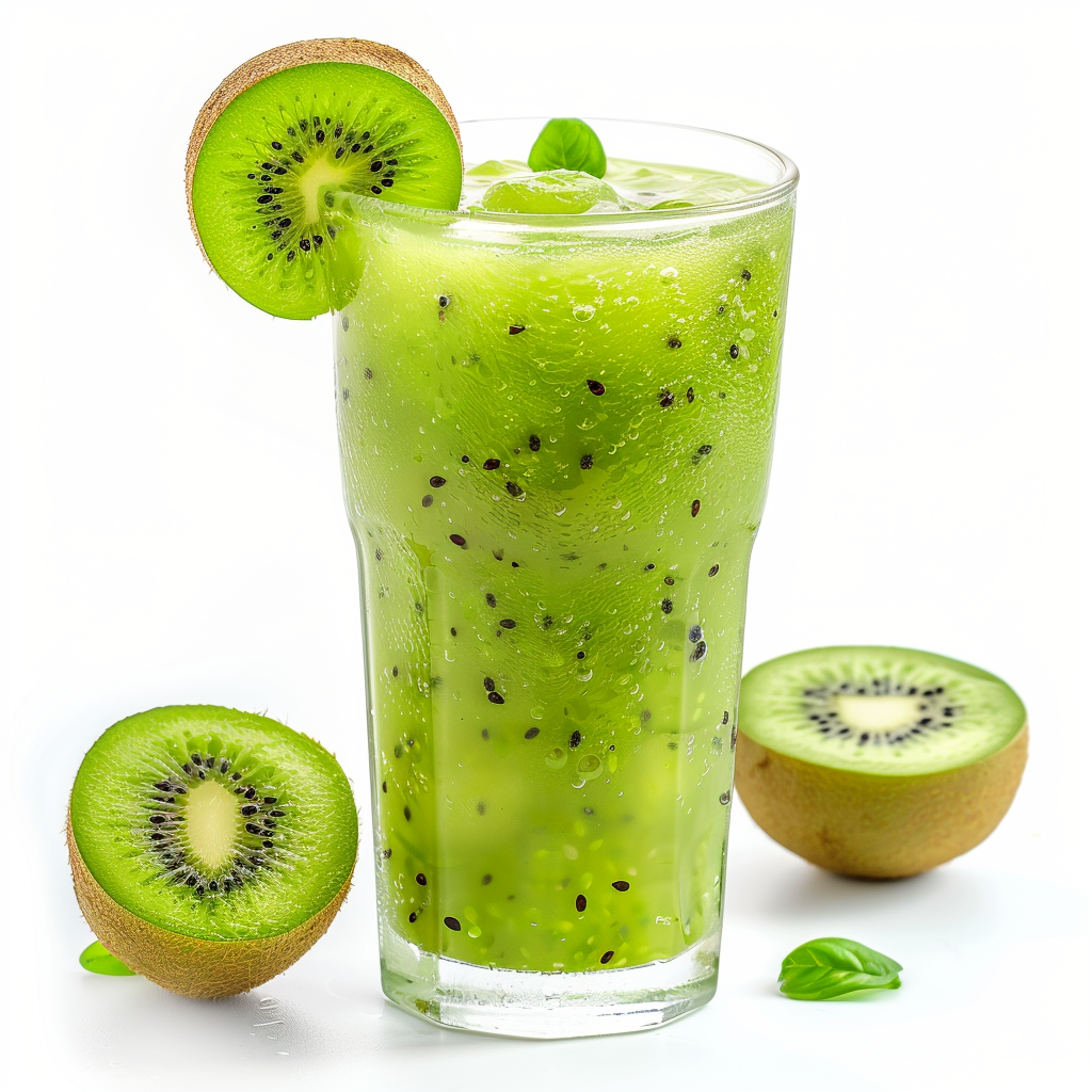 Kiwi fruit drink made with kiwi syrup featuring vibrant green color and refreshing tropical fruit sweetness