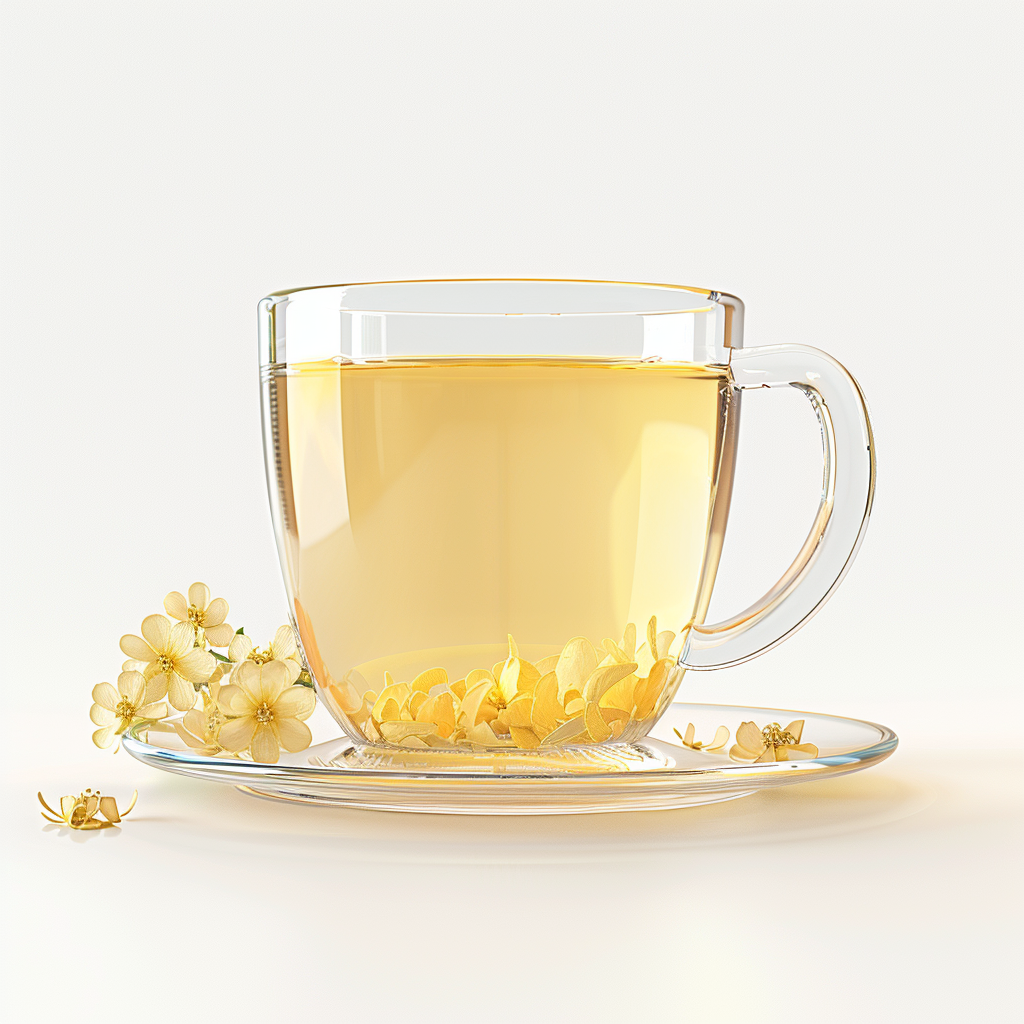Osmanthus iced tea made with osmanthus syrup featuring floral aroma delicate sweetness and refreshing flavor