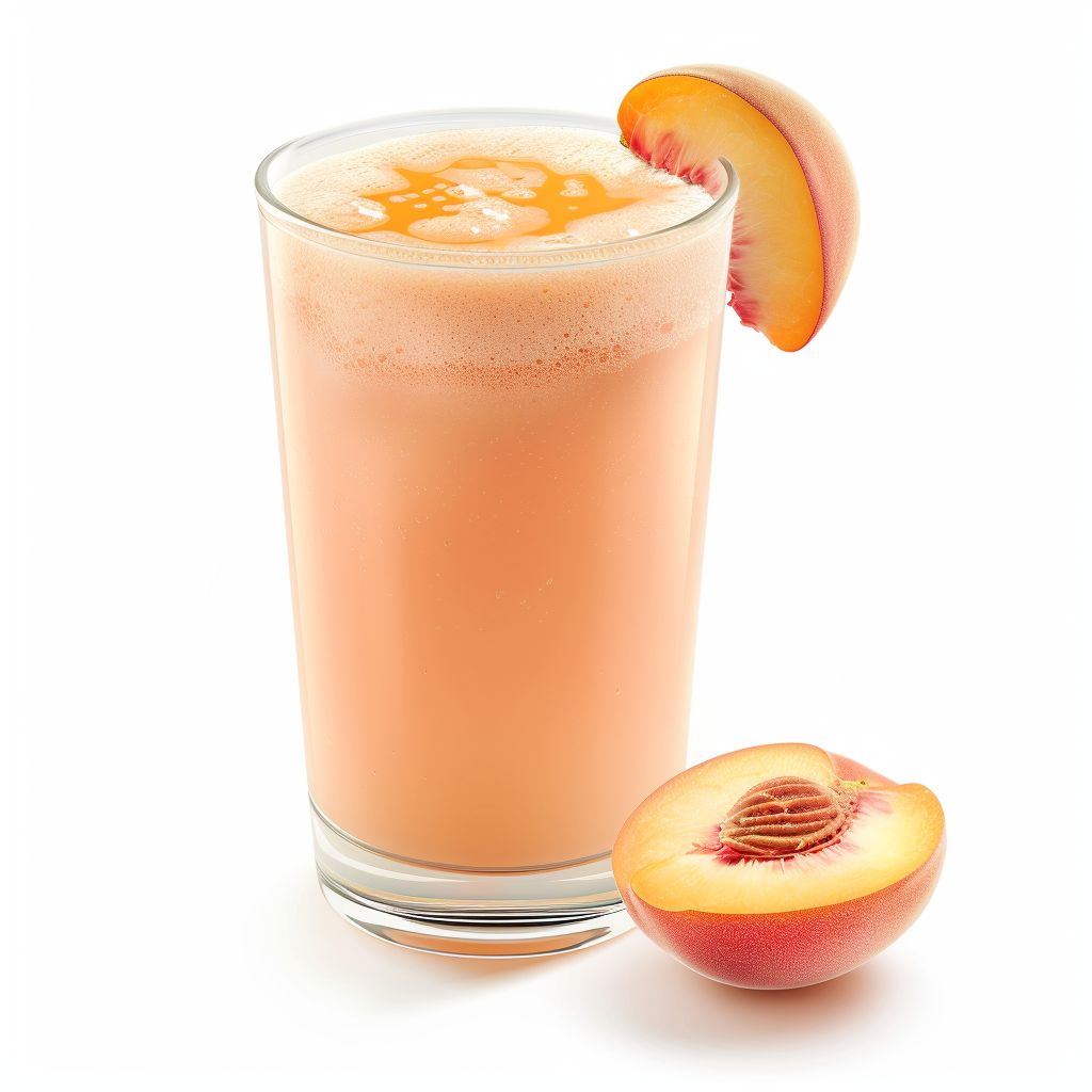 White peach fruit drink made with white peach syrup featuring elegant floral notes and refreshing peach sweetness