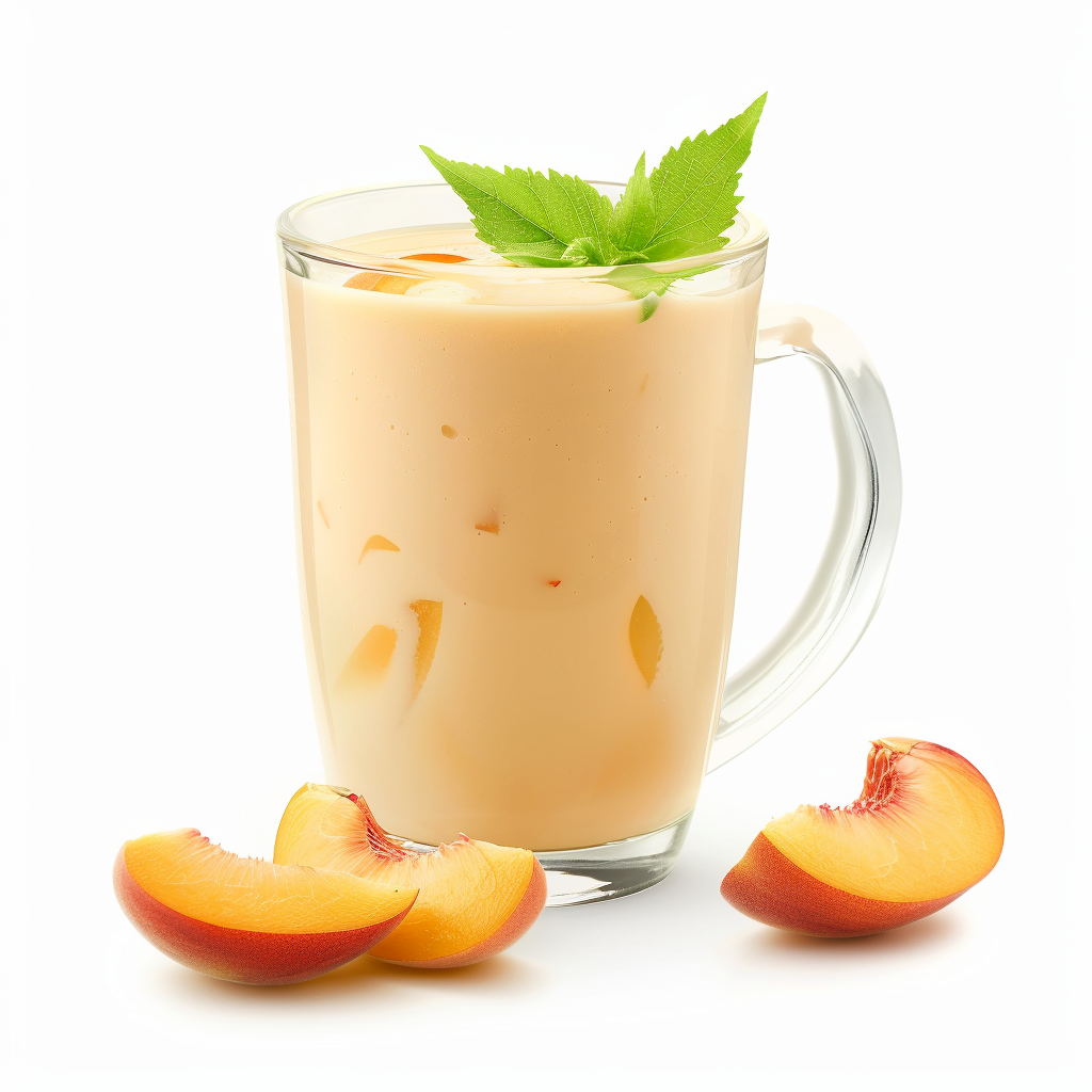 Iced peach milk tea made with peach powder for bubble tea and café beverages