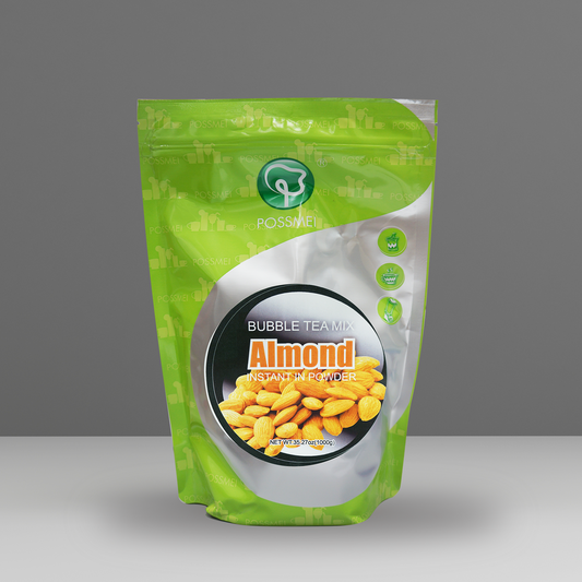 Almond bubble tea mix powder packaging, instant almond drink powder for creamy beverages, desserts, and high-volume café use
