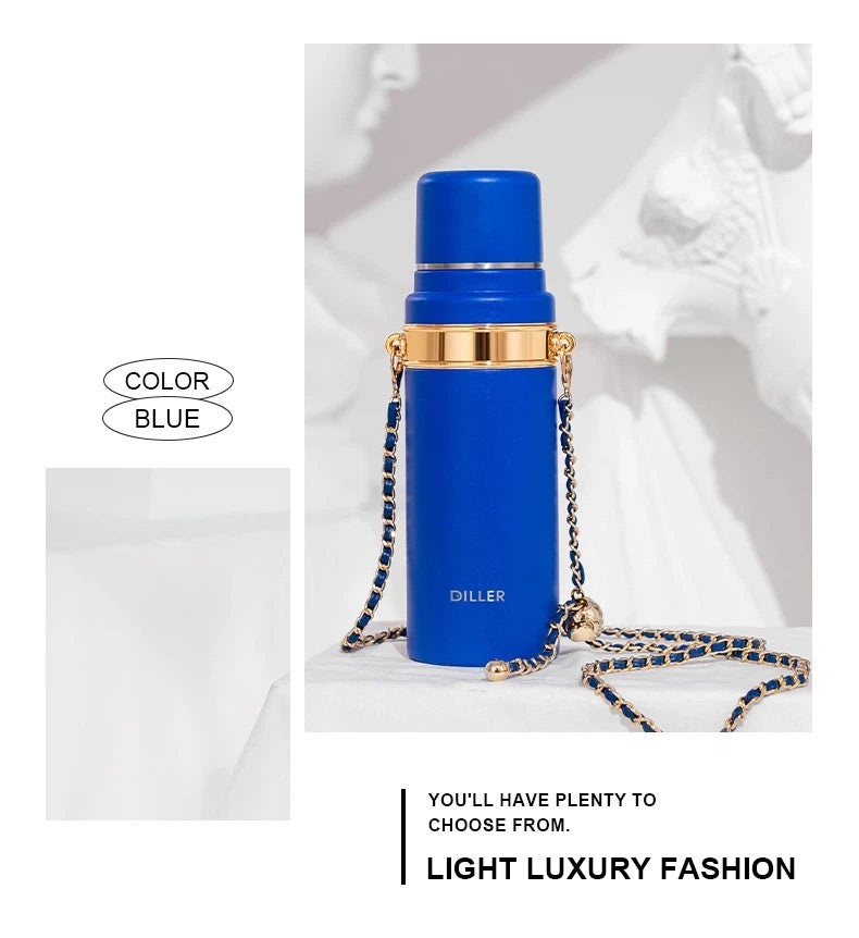 Stainless Steel Insulated Water Bottle With Sparkle Rope Chain