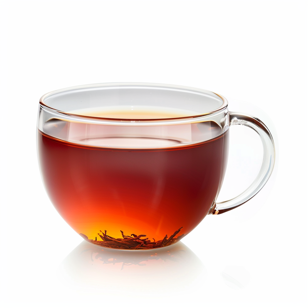 Freshly brewed Watercome Ceylon Black Tea with a deep amber color, bold aroma, and smooth finish, perfect for hot tea, iced tea, and bubble tea