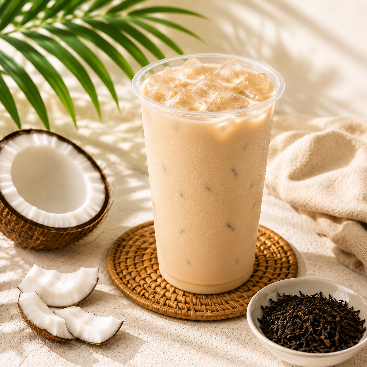 Tropical coconut milk tea beverage with rich coconut flavor for bubble tea shops and cafés