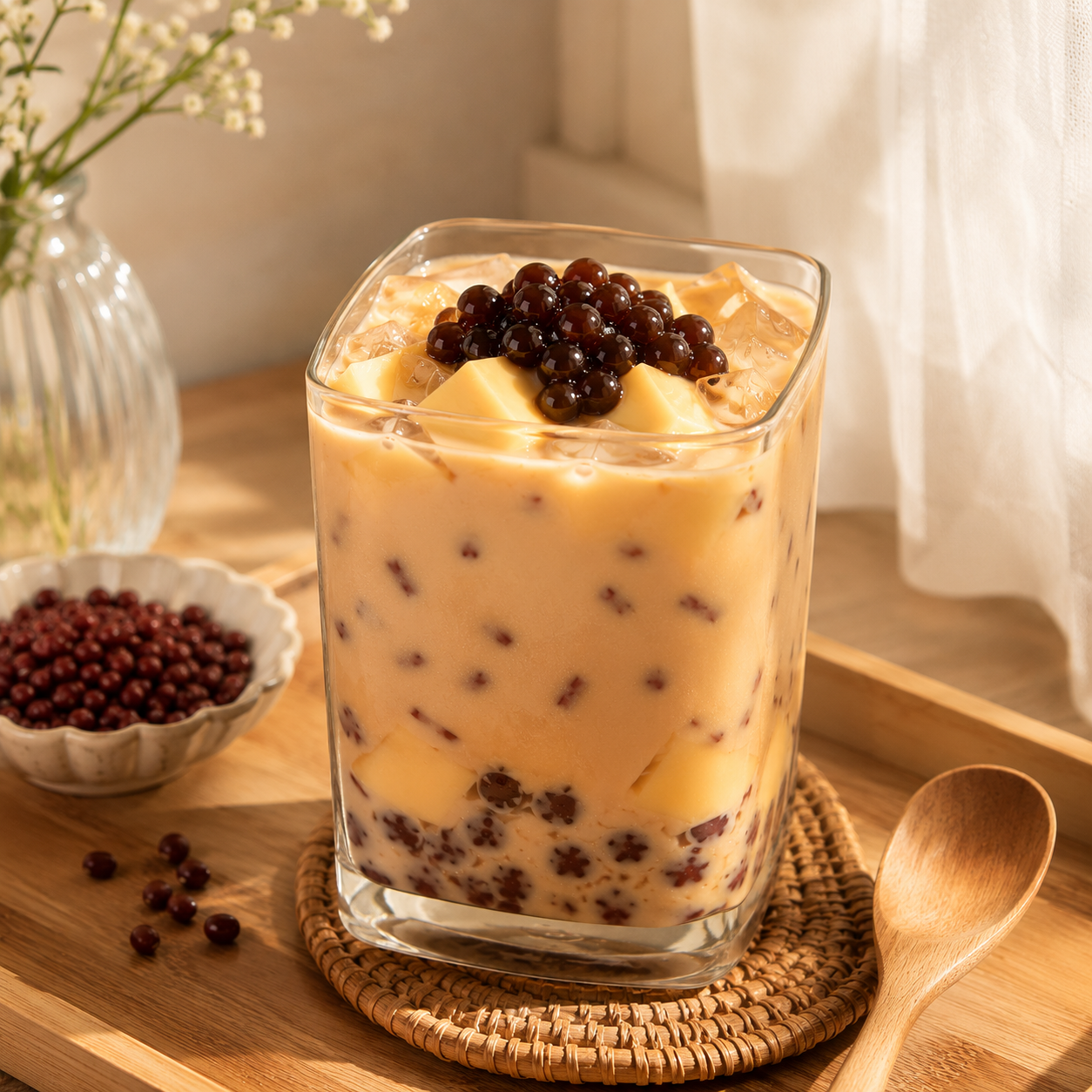 Creamy egg pudding dessert made with Watercome egg pudding powder featuring smooth custard texture