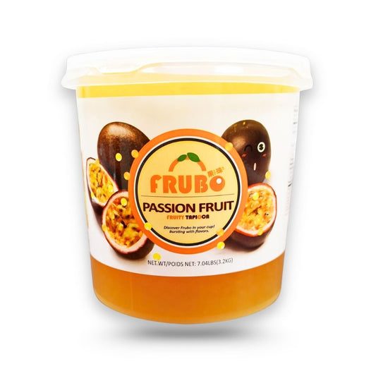 Frubo Passion Fruit Popping Boba bursting juice pearls ready-to-use topping for bubble tea fruit tea desserts and frozen treats