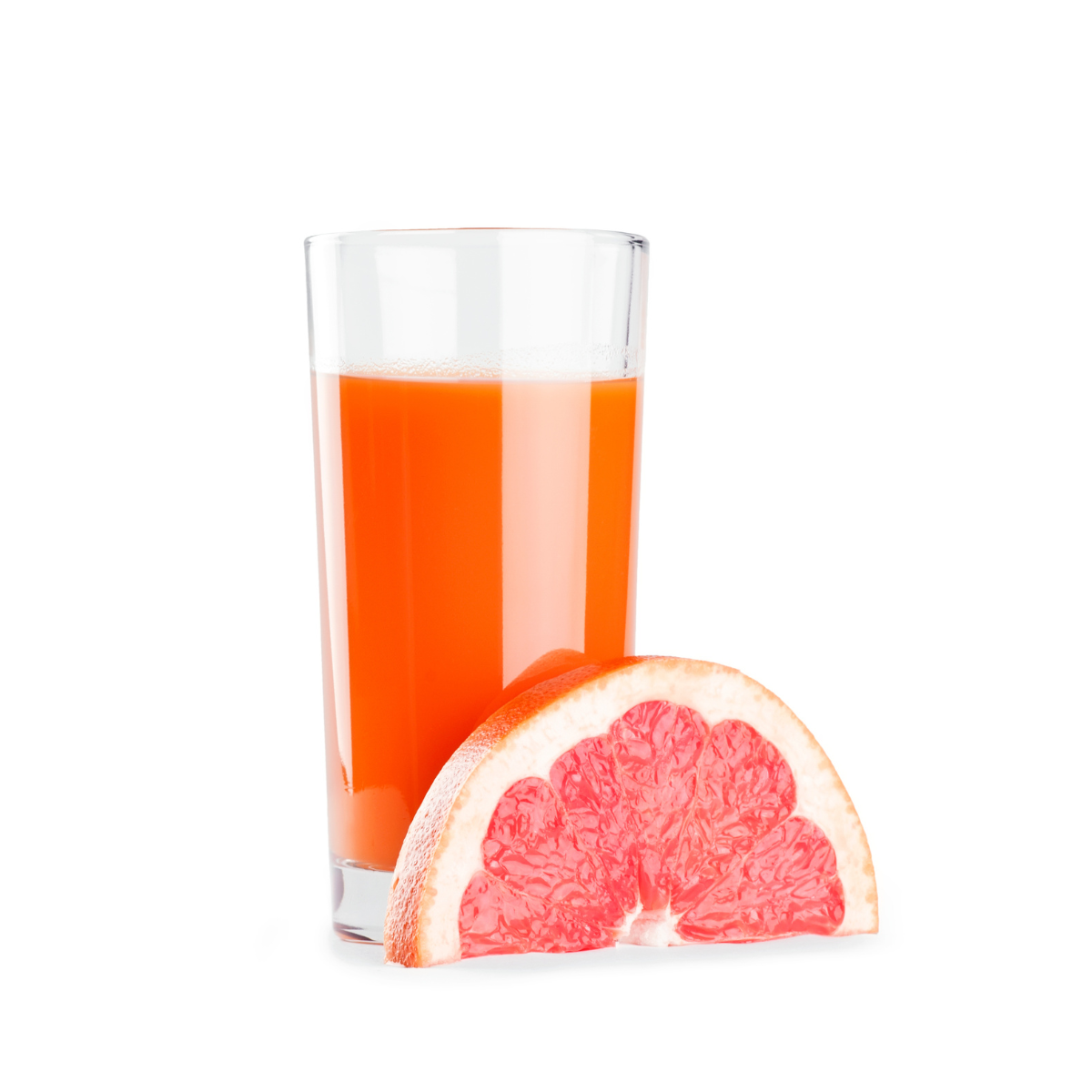 Grapefruit flavored beverage with fresh pink grapefruit slice