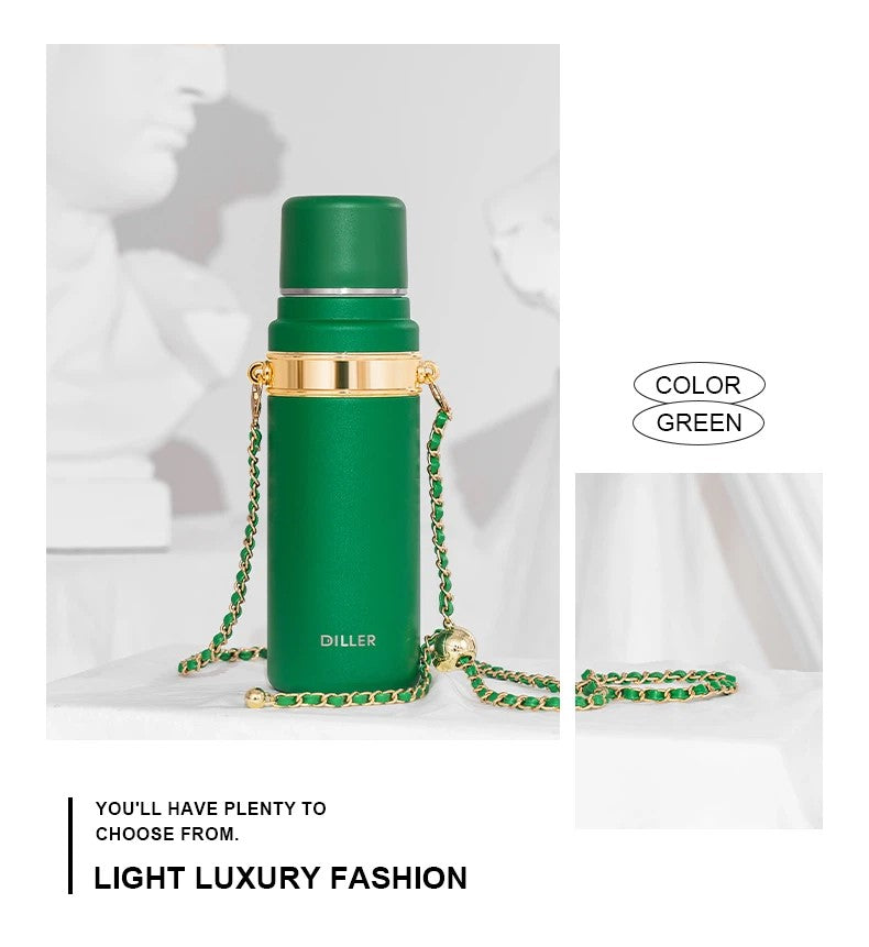 Stainless Steel Insulated Water Bottle With Sparkle Rope Chain