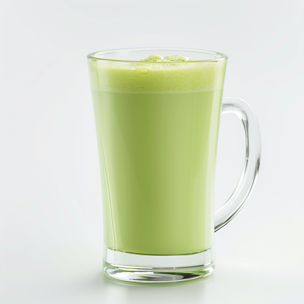 honeydew milk drink made with honeydew powder in clear glass