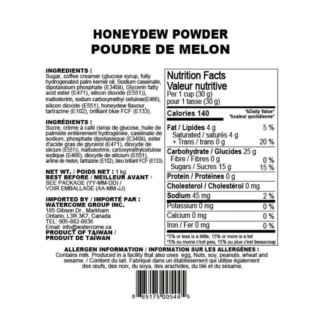honeydew powder ingredients and nutrition facts label