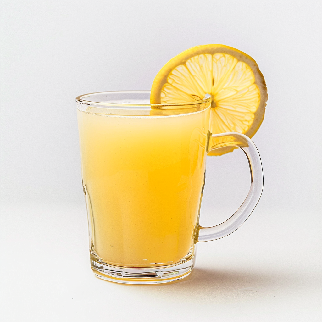 Refreshing lemon beverage with fresh lemon slice for fruit tea café and specialty drink menus