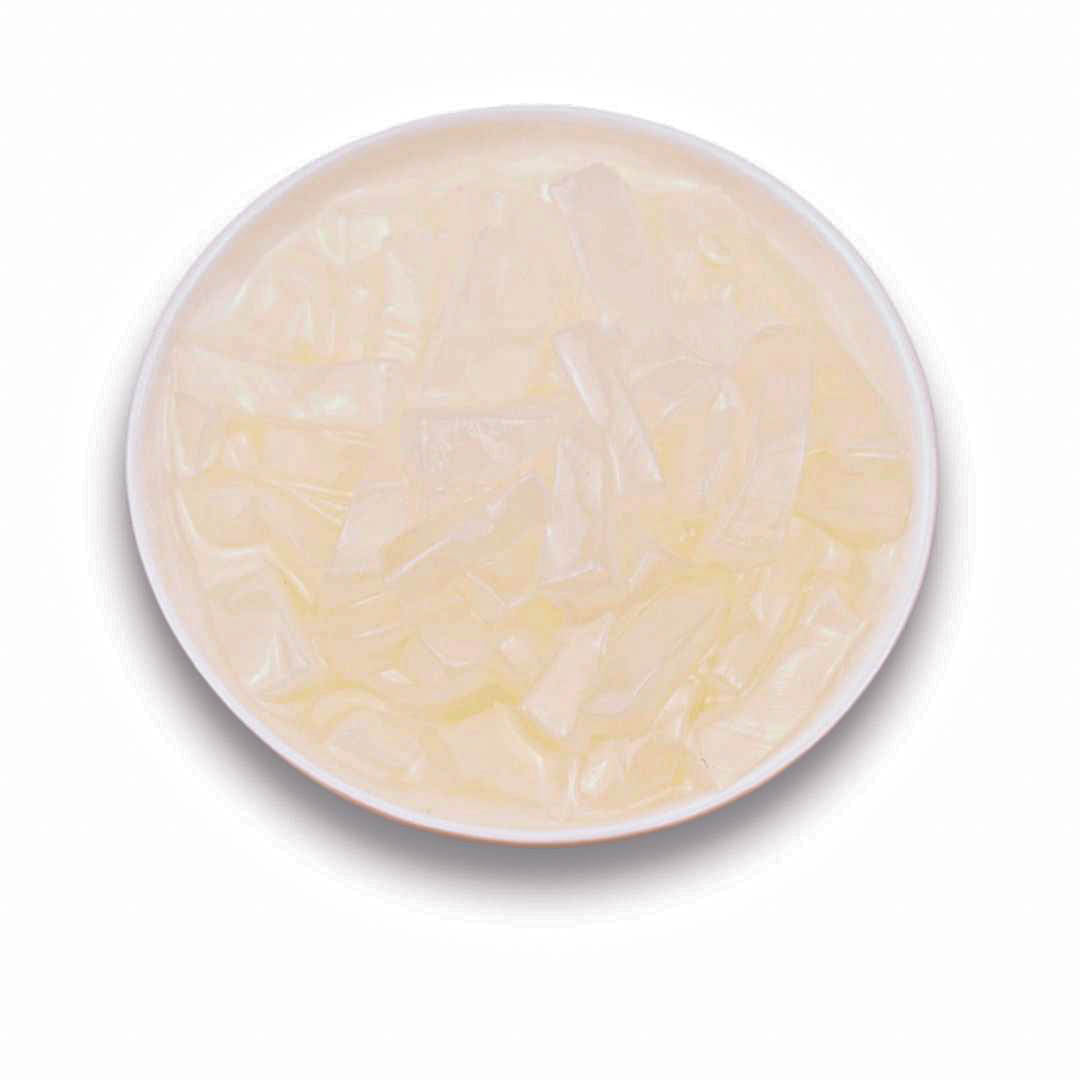 Close-up of Watercome Litchi Nata de Coco chewy coconut jelly cubes for bubble tea beverages and desserts