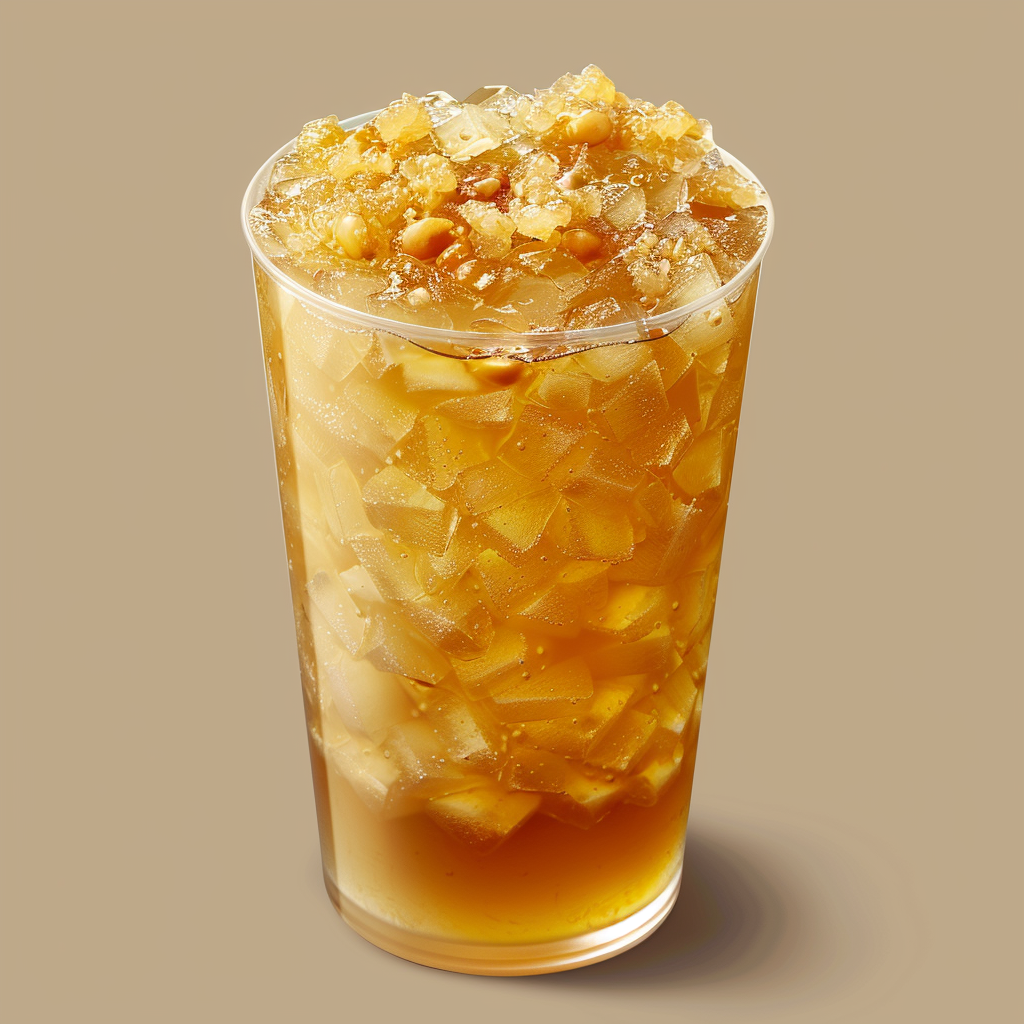 longan fruit tea drink with jelly and ice in clear cup