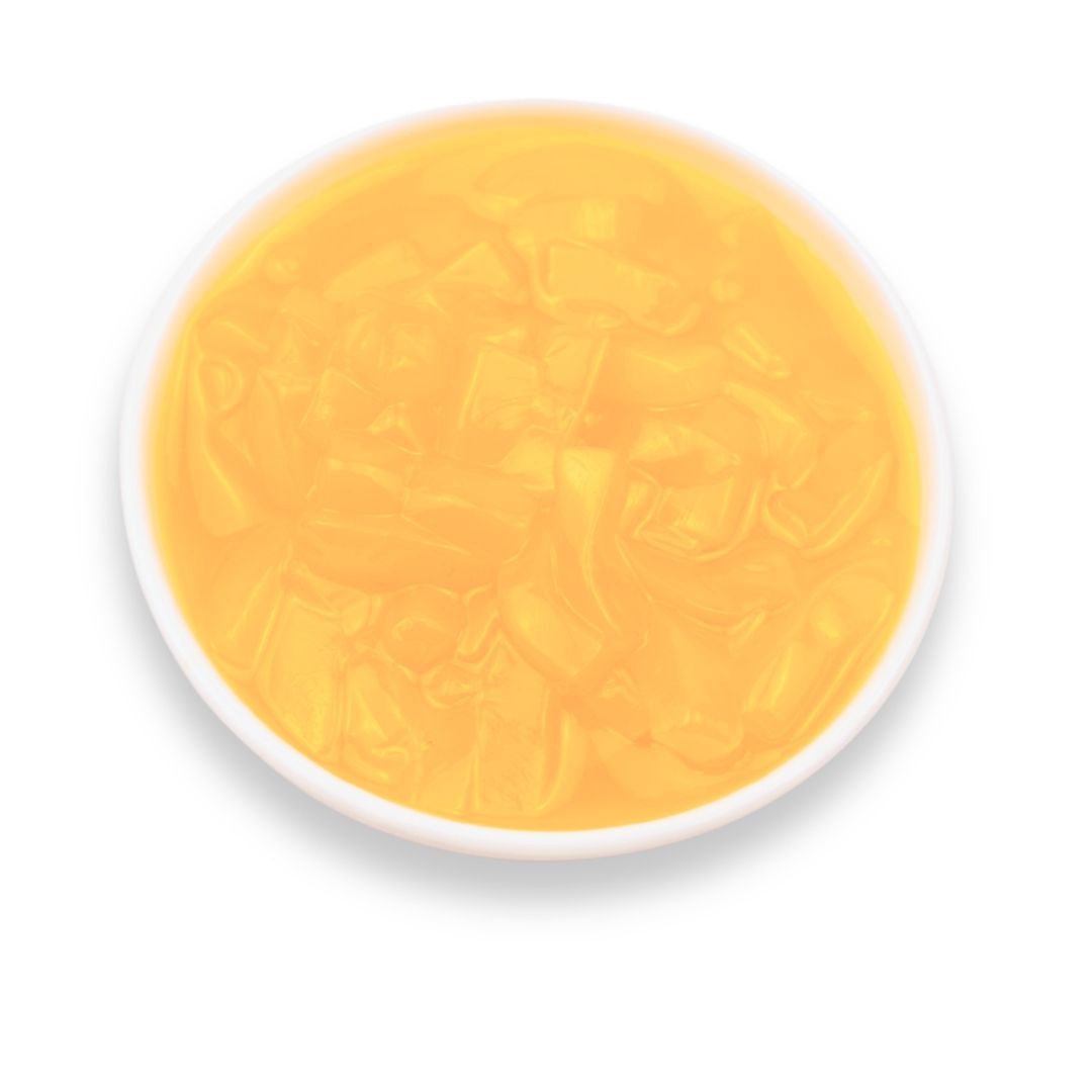 Watercome Mango Nata de Coco Jelly featuring chewy nata de coco cubes in sweet mango syrup, perfect for bubble tea, fruit tea, smoothies, shaved ice, frozen yogurt, and dessert toppings.