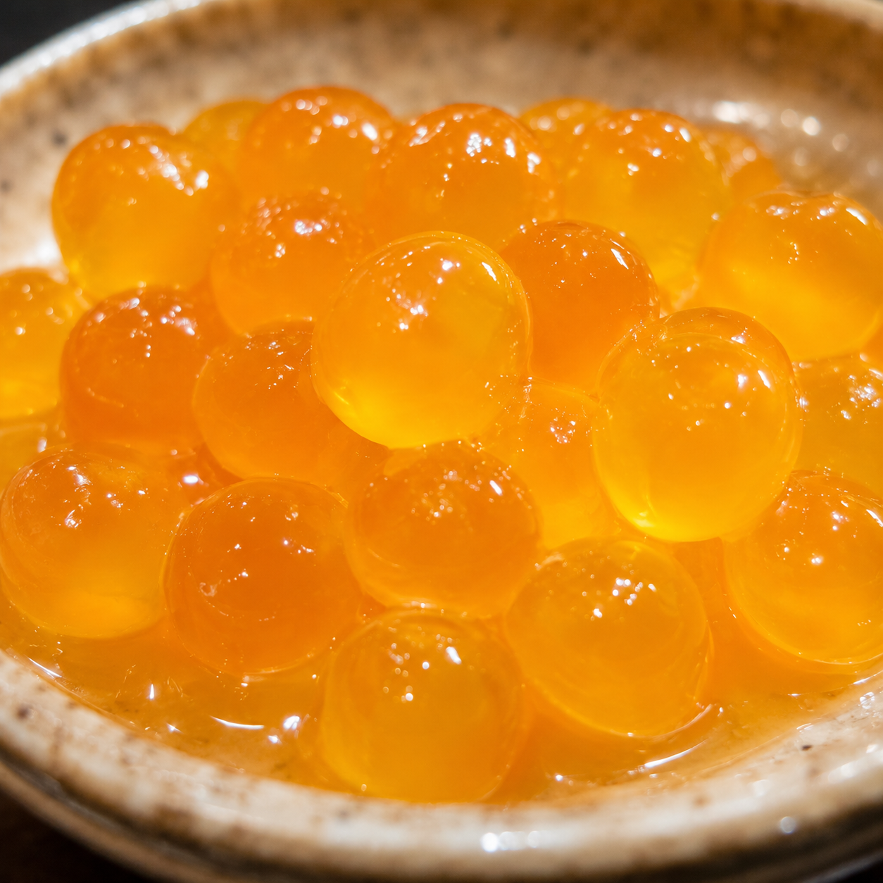 Frubo Passion Fruit Popping Boba juicy bursting pearls with tropical passion fruit flavor for bubble tea and desserts