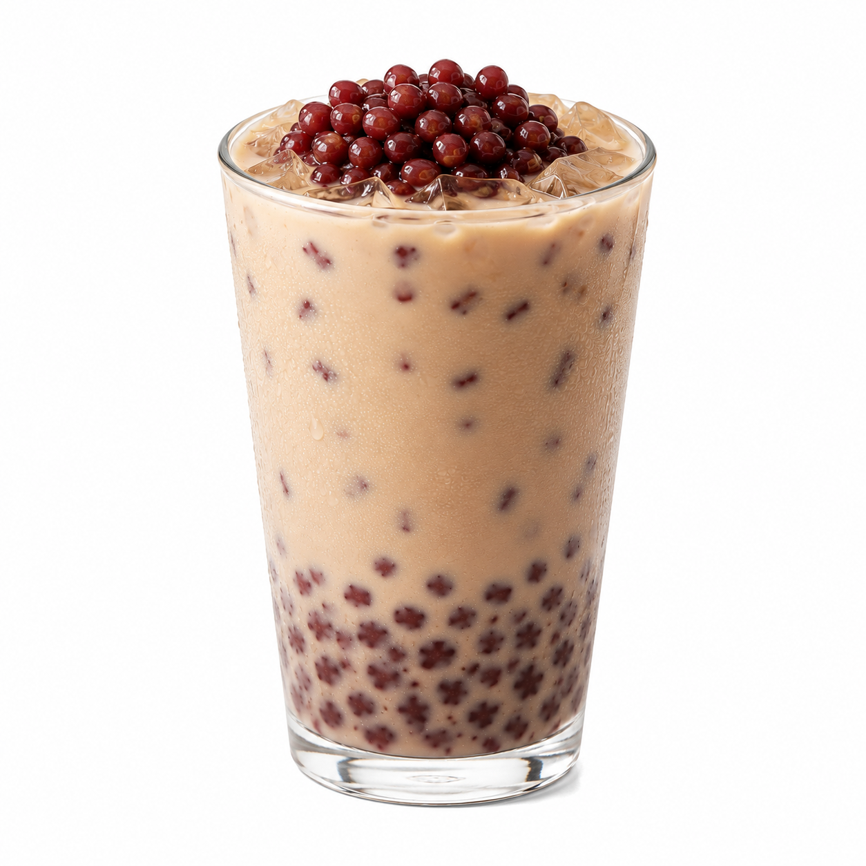 Creamy red bean bubble tea made with Watercome red bean powder and sweet red beans