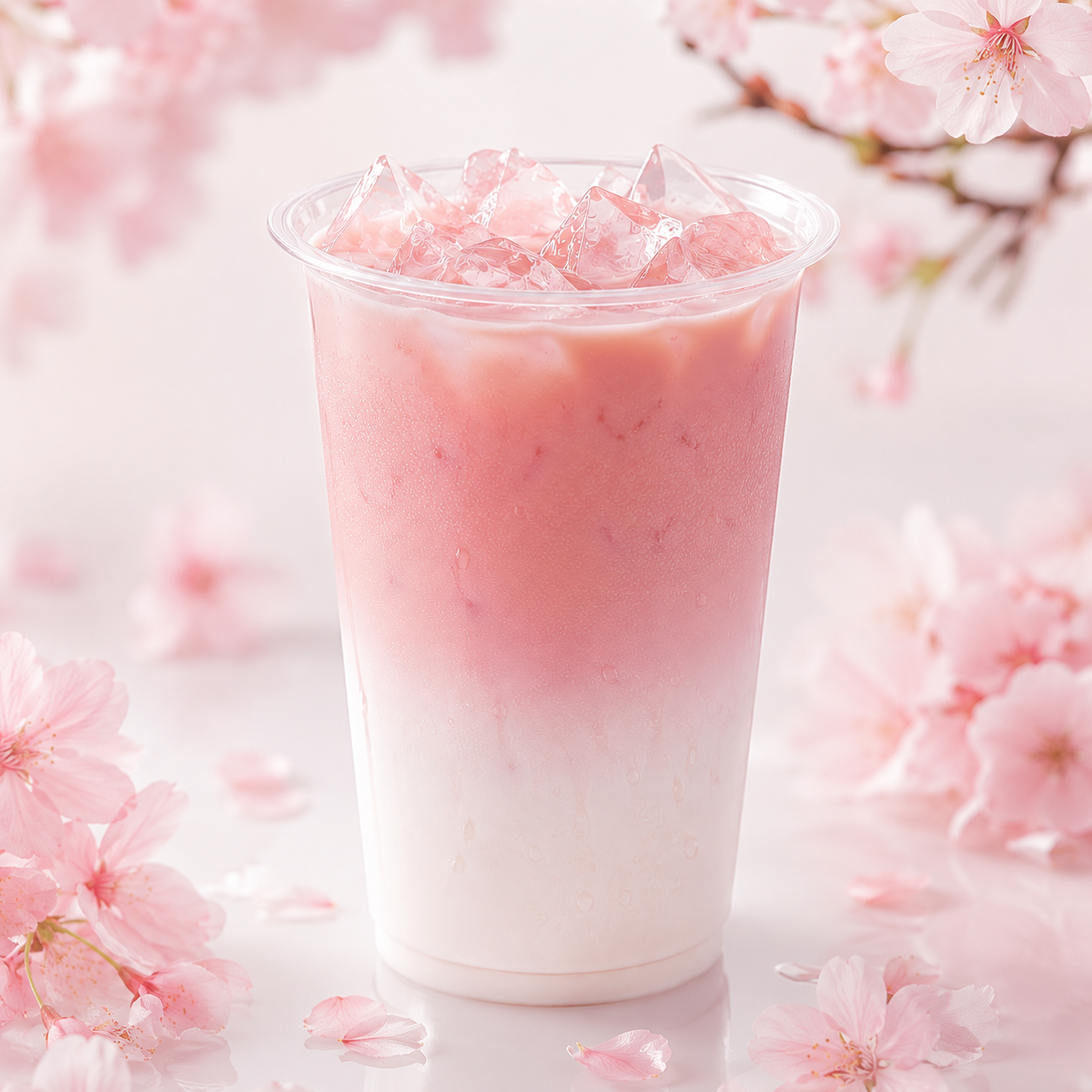 Japanese-inspired sakura milk tea with floral cherry blossom flavor for cafés and bubble tea shops