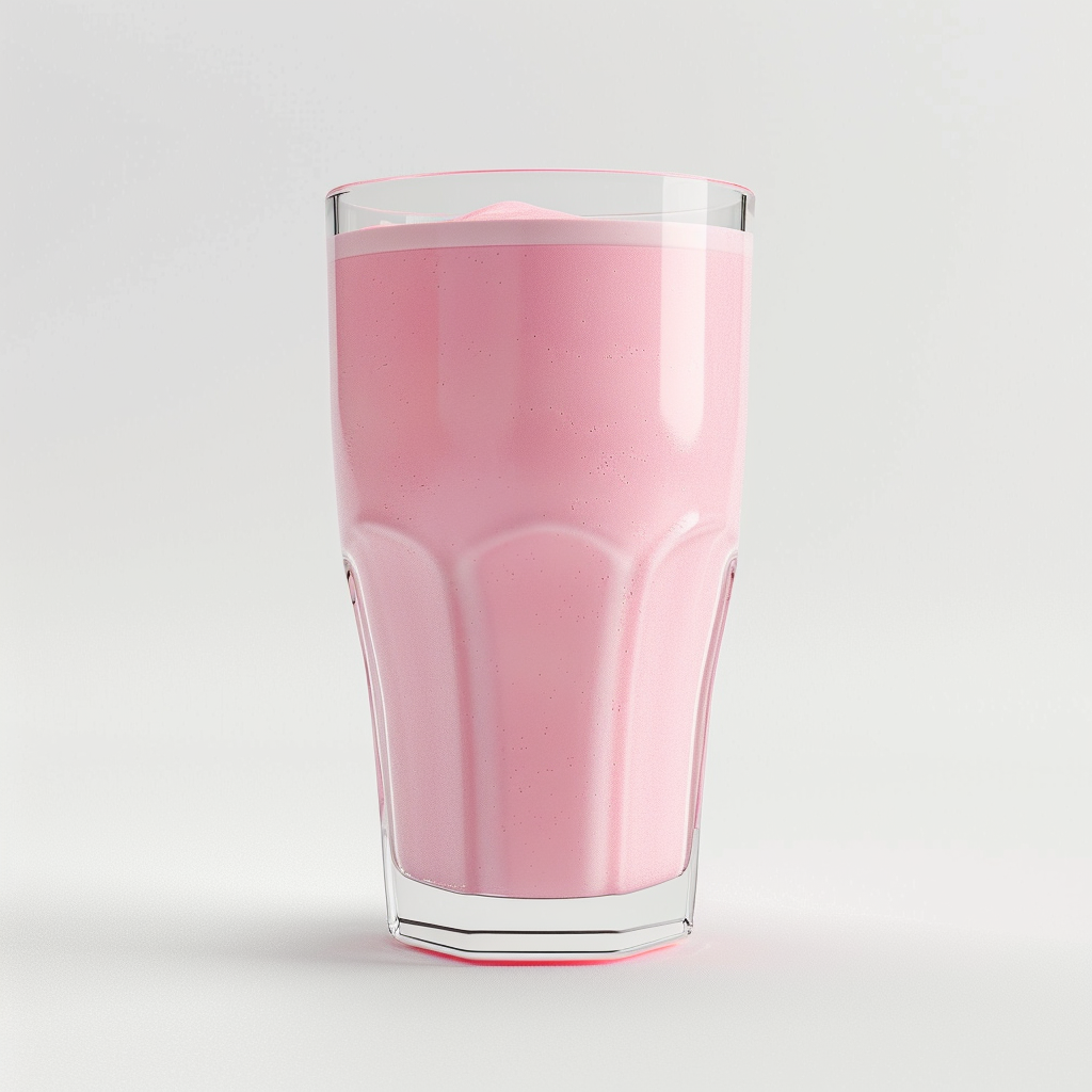 strawberry milk drink made with powder for bubble tea and smoothie applications