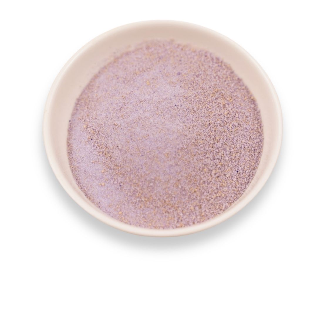 taro powder in bowl for milk tea smoothies and dessert drinks