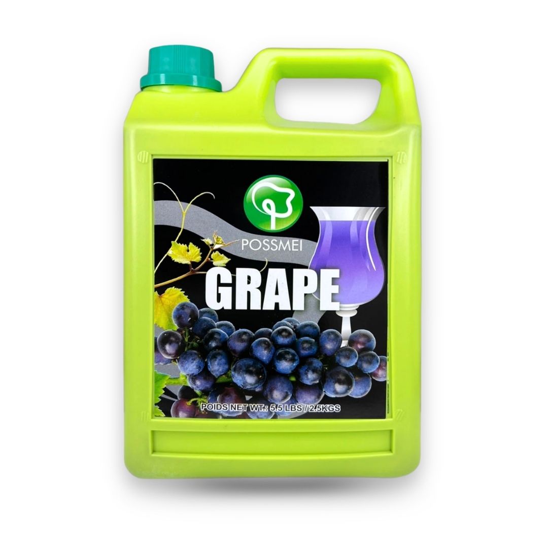 Watercome grape flavored syrup in a 2.5 kg bottle for bubble tea, fruit tea, soda, smoothies and cocktails
