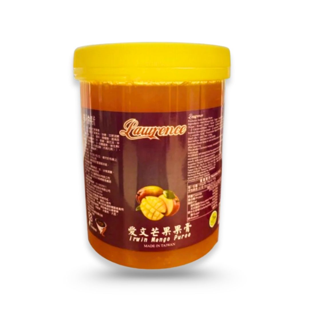 Watercome Premium Mango Puree made with 56% fresh mango in a bottle, ideal for bubble tea, smoothies, slushes, desserts, cocktails, milkshakes, and bakery applications.