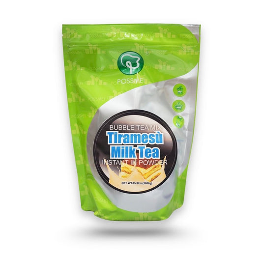 tiramisu milk tea powder packaging by Watercome for bubble tea and dessert drinks