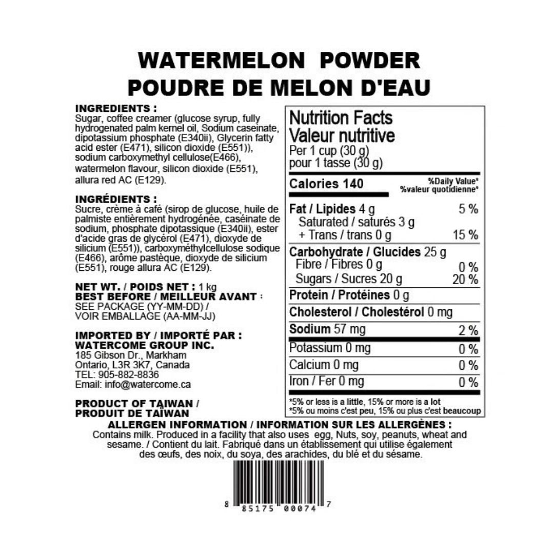Watercome watermelon powder nutrition facts and ingredients label