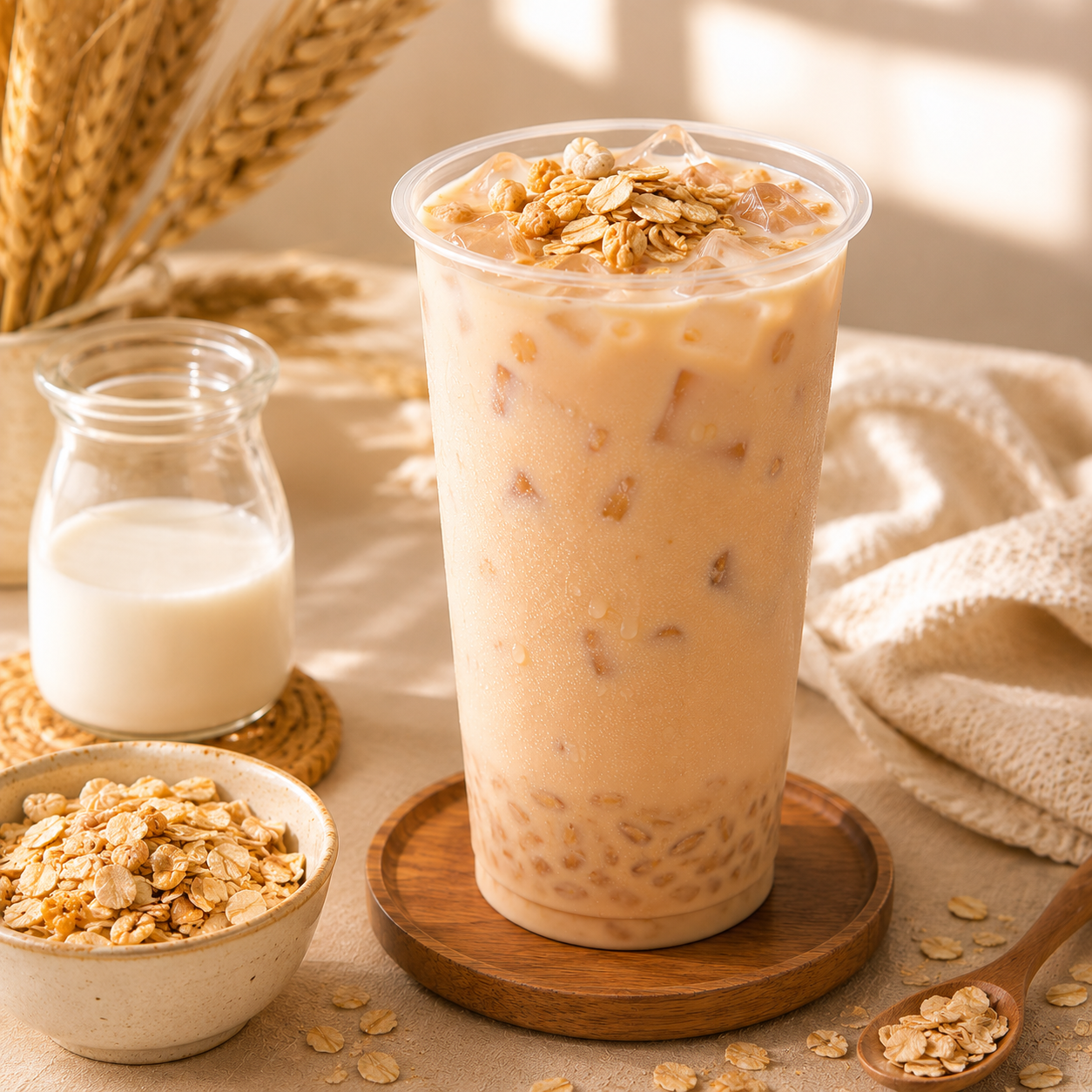 Warm wheat malt beverage made with Watercome wheat malt powder featuring rich toasted grain sweetness