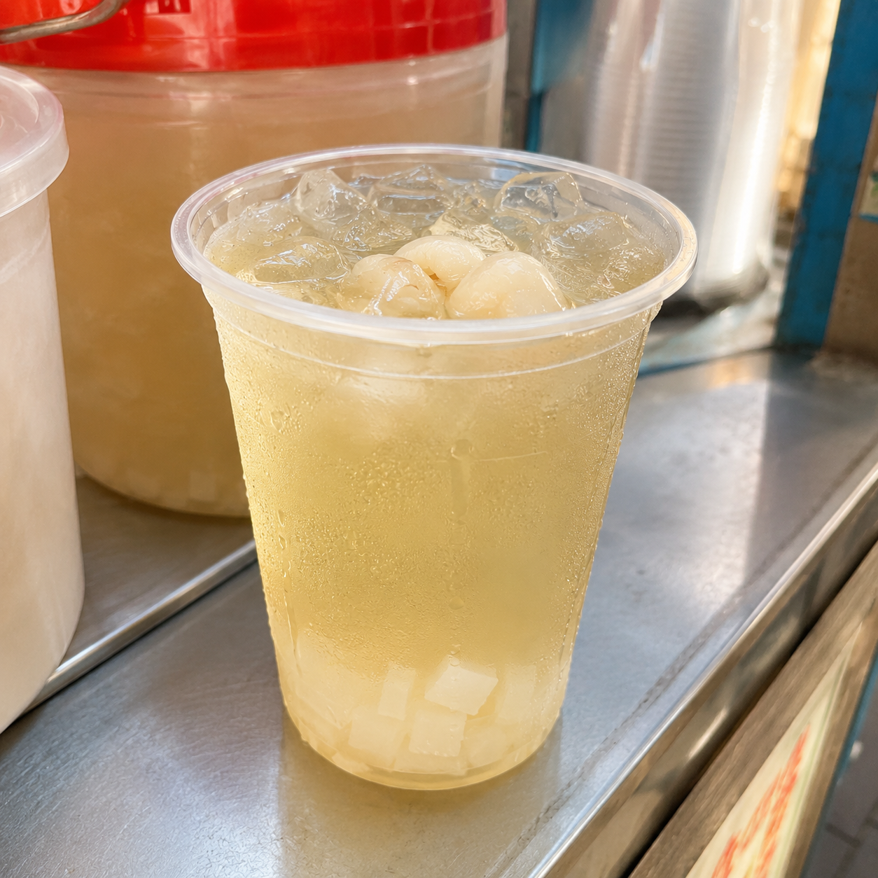 Refreshing lychee fruit tea with Watercome Litchi Nata de Coco topping for bubble tea cafés and specialty beverages