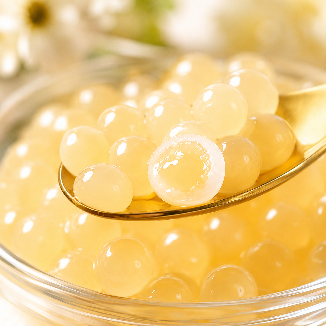 Watercome yogurt popping boba pearls with refreshing creamy yogurt filling for drinks and desserts