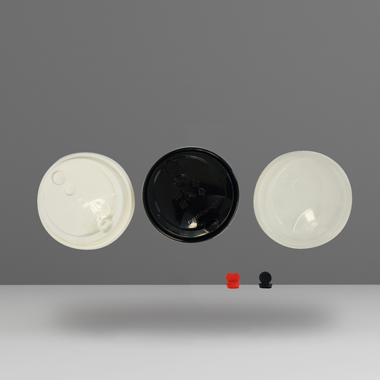 90mm PP Flat Lid w/Lid Plug (Black/White/Transparent)
